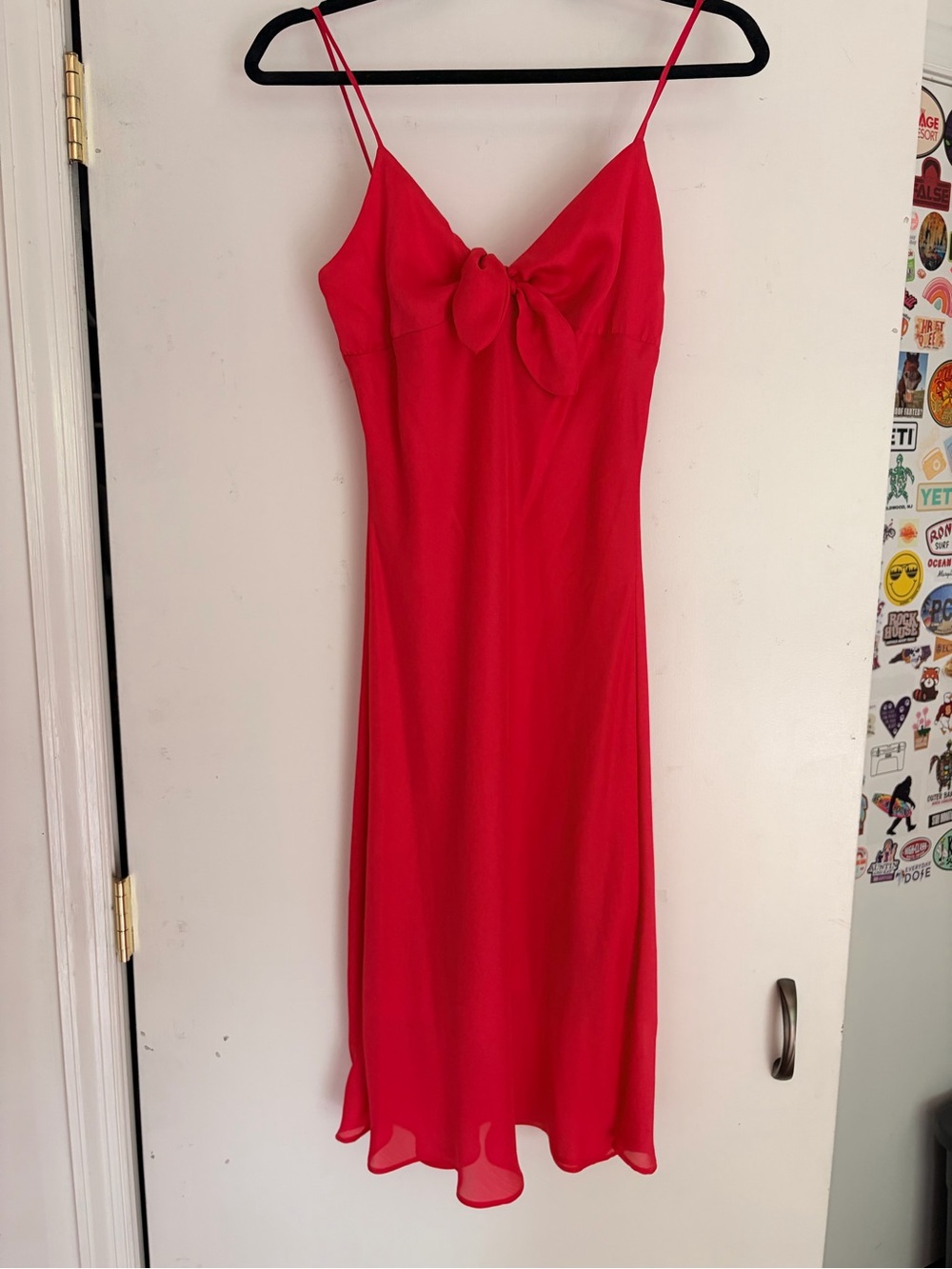 Y2K Elegant Pink Midi Slip Dress with Front Knot